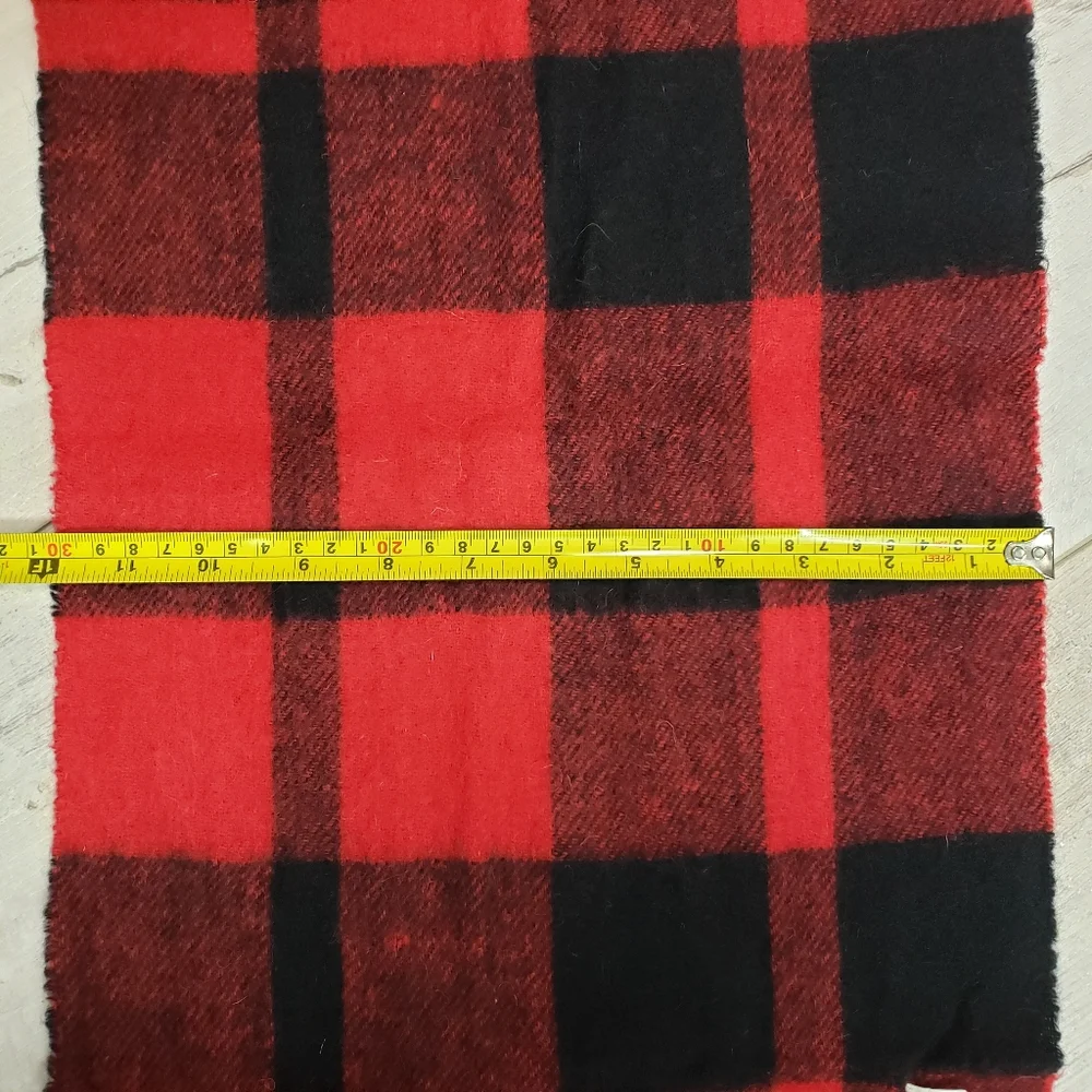 Franco Verri Wool Buffalo Check Flannel Plaid Scarf Tartan Fringe Classic